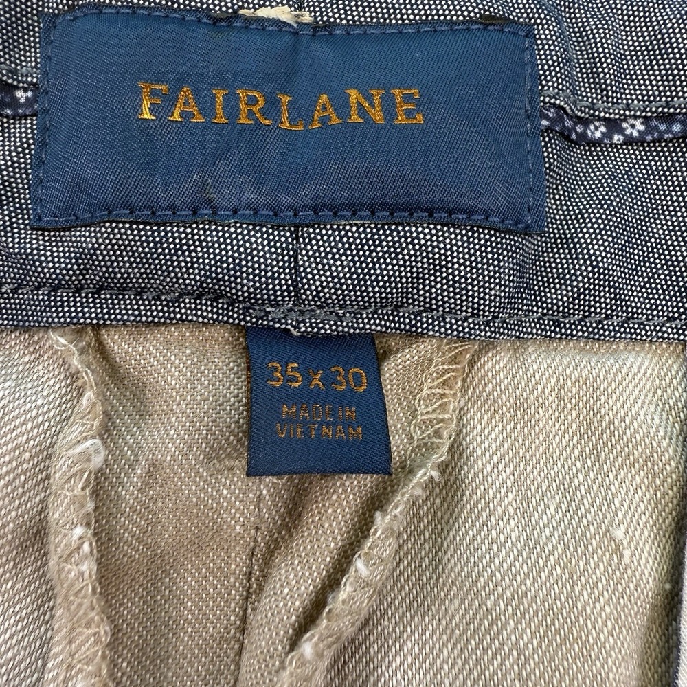 Fairlane Pants Mens 35x30 Tan Linen Blend Straight‎ Flat Front Chino - Picture 8 of 11